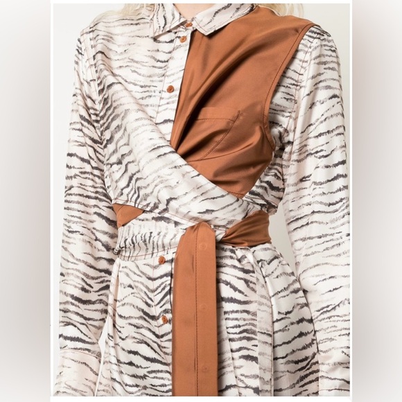 NWOT $1595 Sies Marjan 100% Silk Leopard Print Shirt Dress Size 4/ Small - Picture 7 of 9